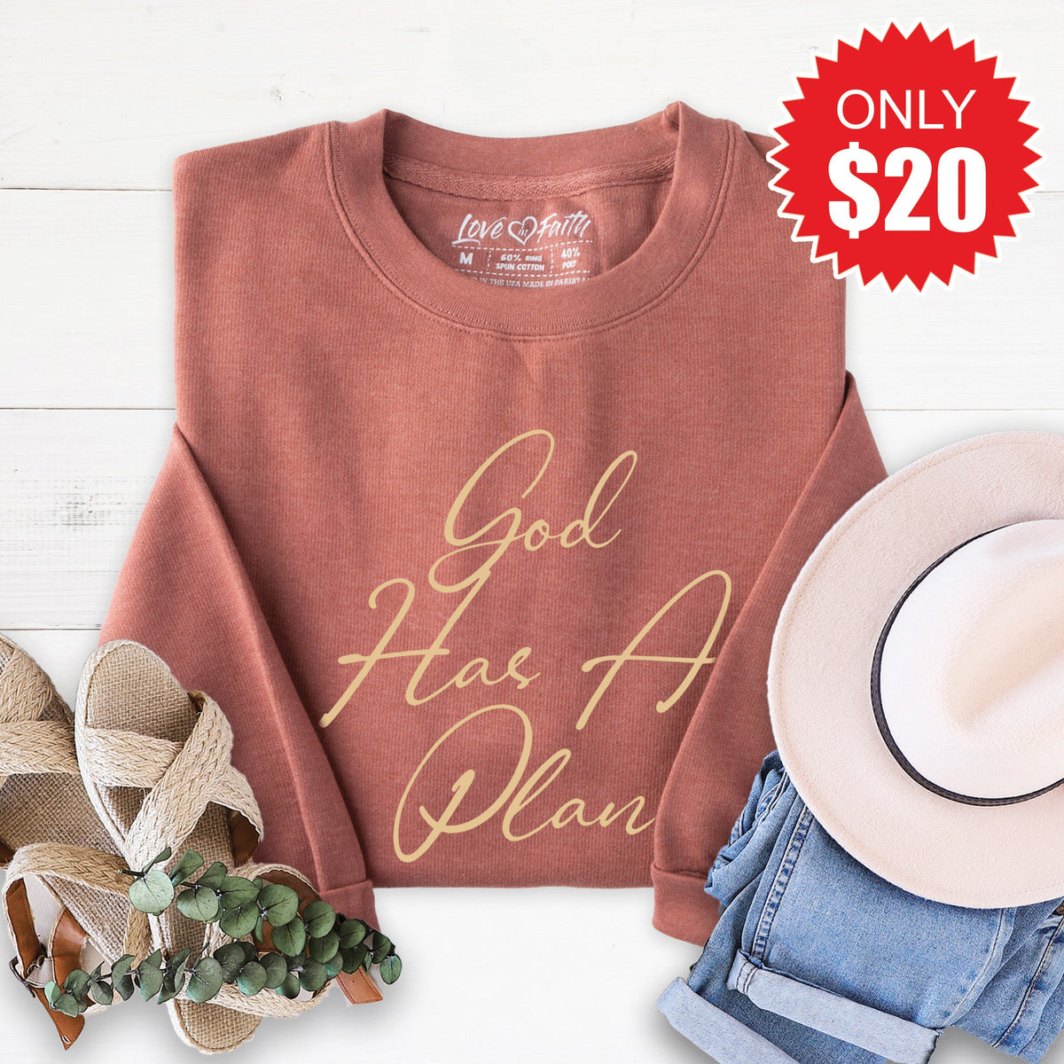 God Has A Plan Sweatshirt - Heather Chestnut - 20 product image 1