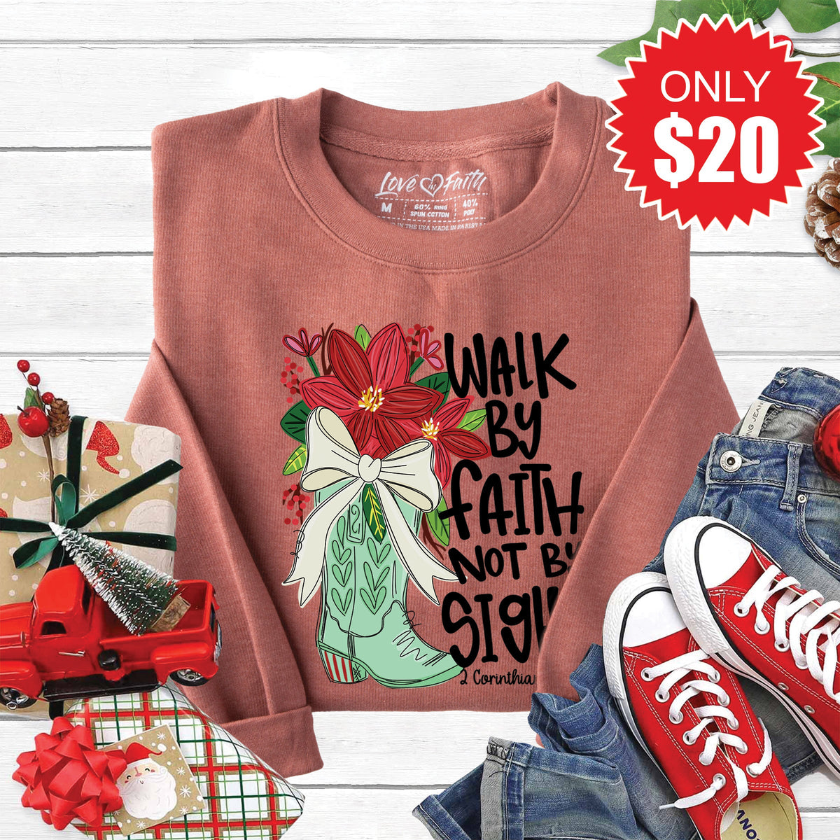 Walk By Faith Sweatshirt - Heather Chestnut - 20 product image 1
