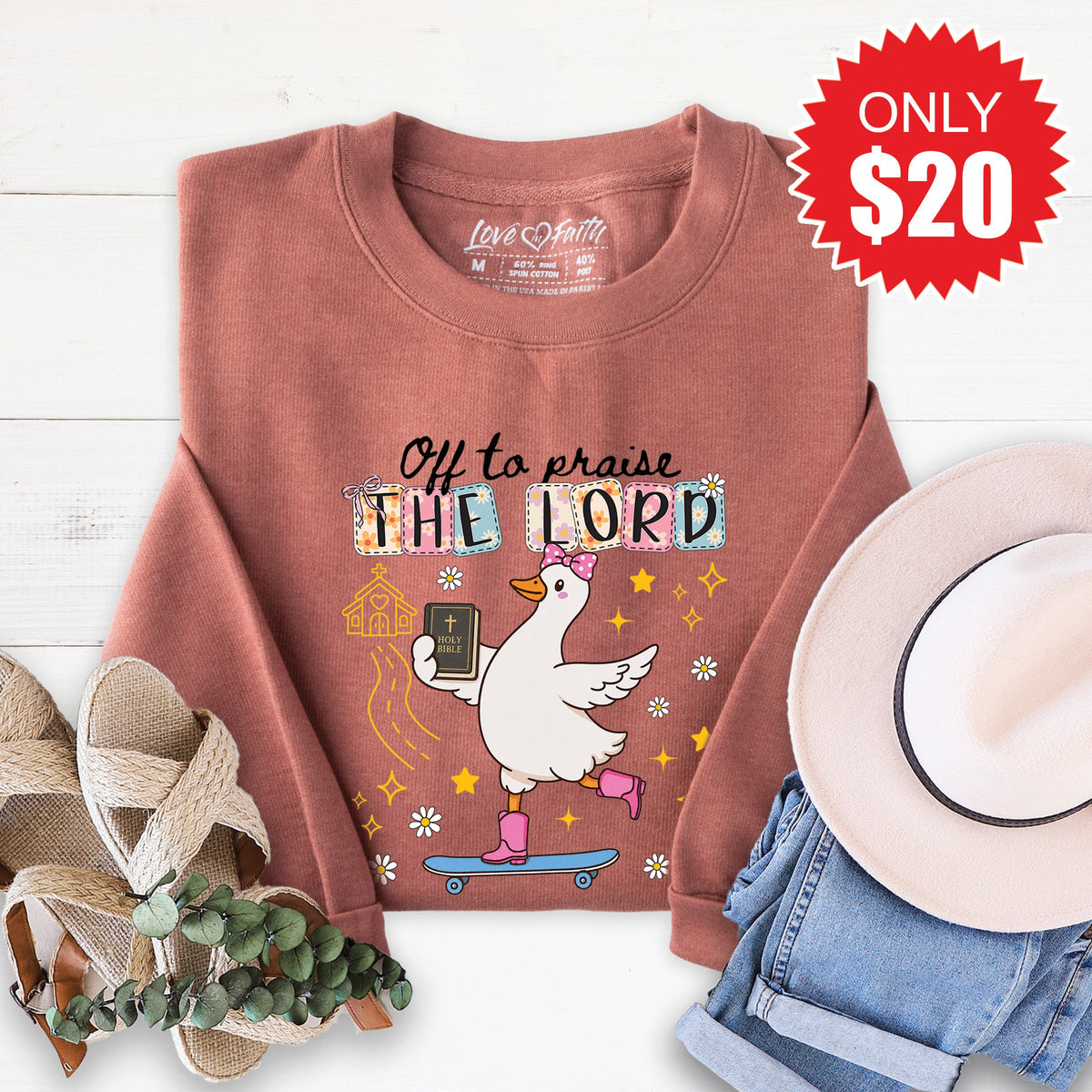Off To Praise The Lord Sweatshirt - Heather Chestnut - 20 product image 1