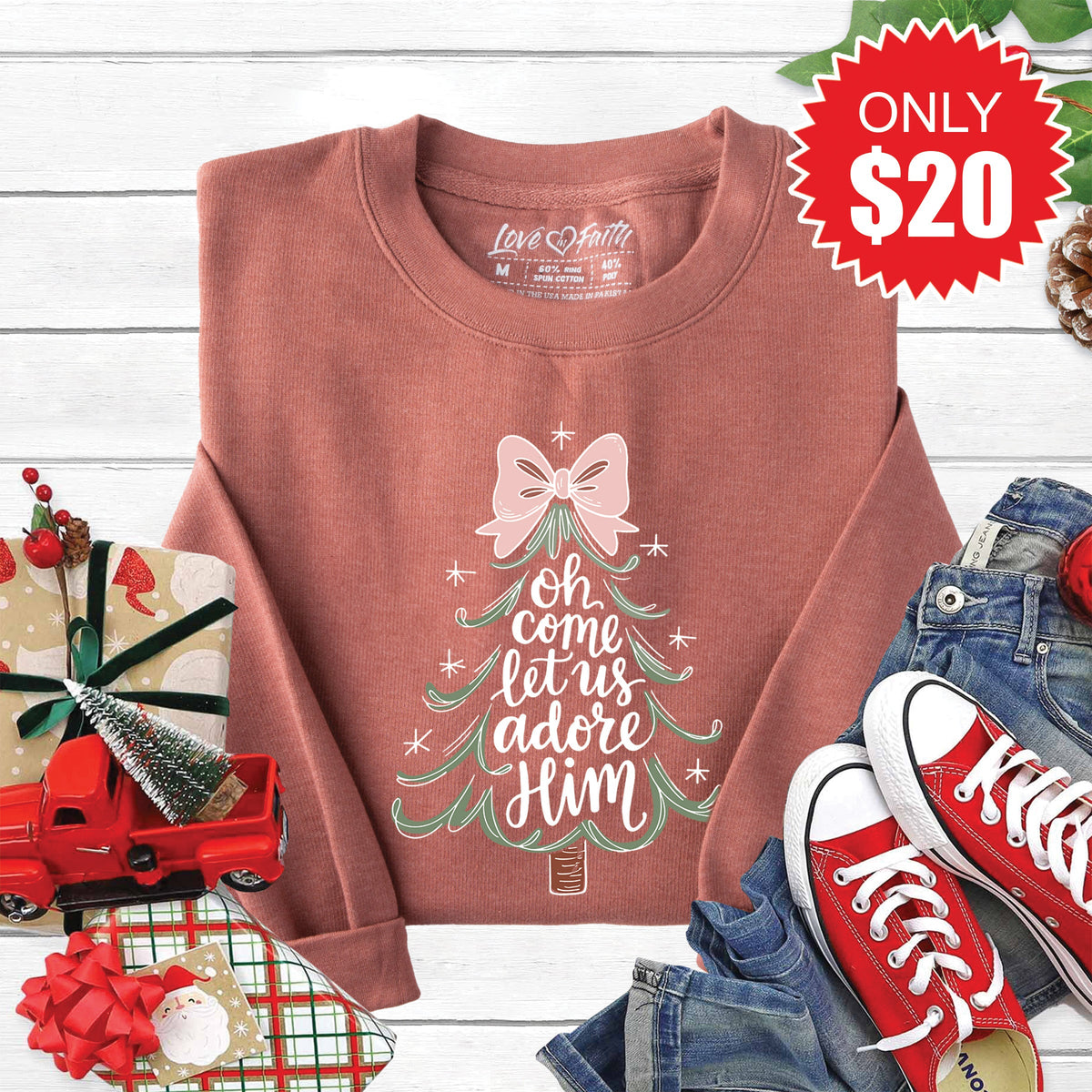 Let Us Adore Him Sweatshirt - Heather Chestnut - 20 product image 1