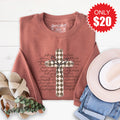 Cross Checkered Sweatshirt - Heather Chestnut - 20 product image 1
