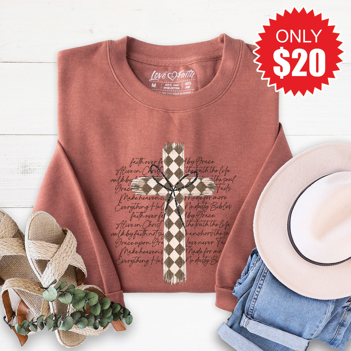 Cross Checkered Sweatshirt - Heather Chestnut - 20 product image 1