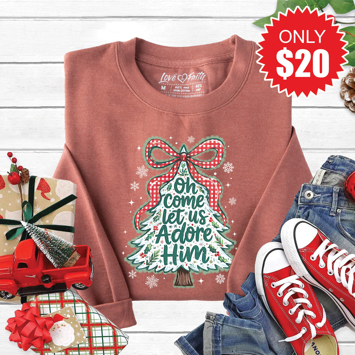 Let Us Adore Him Sweatshirt - Heather Chestnut - 20 product image 1