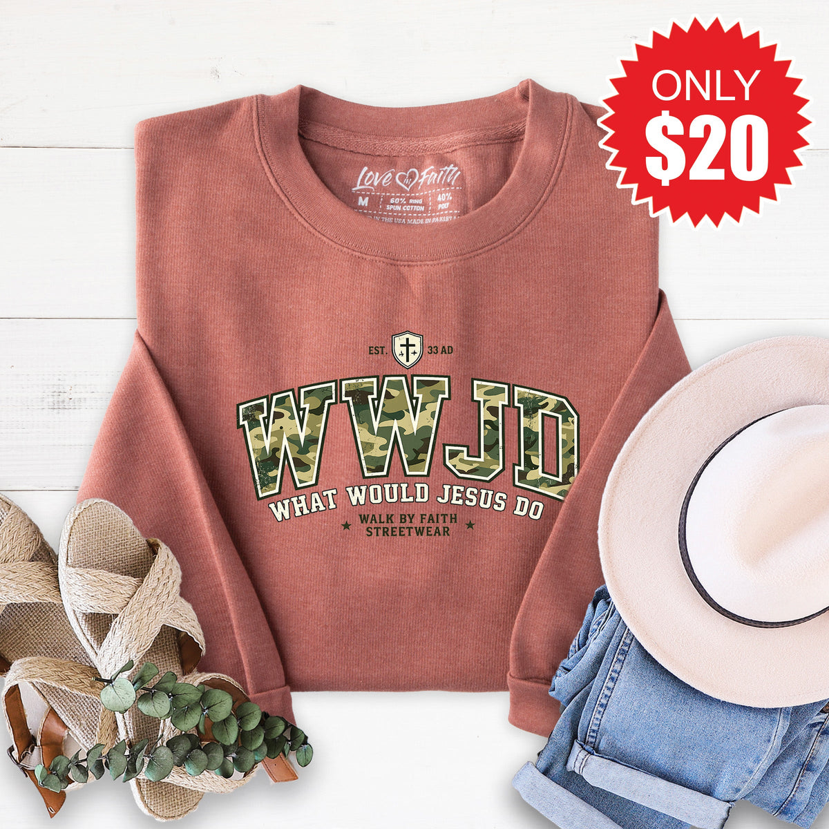 WWJD Sweatshirt - Heather Chestnut - 20 product image 1