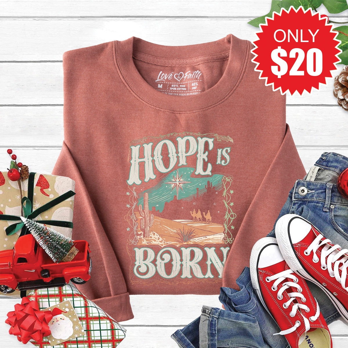 Hope Is Born Sweatshirt - Heather Chestnut - 20 product image 1