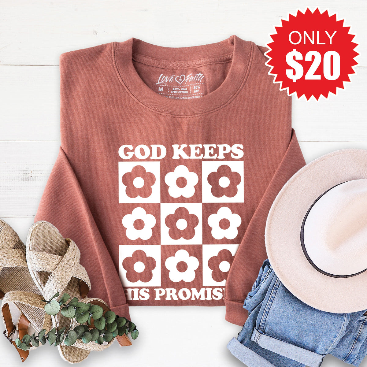 God Keeps His Promises Sweatshirt - Heather Chestnut - 20 product image 1