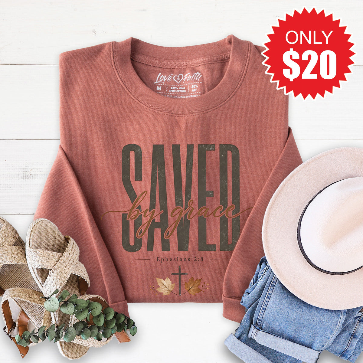 Saved By Grace Sweatshirt - Heather Chestnut - 20 product image 1