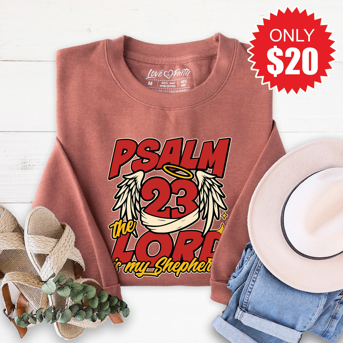 Psalm 23 Sweatshirt - Heather Chestnut - 20 product image 1