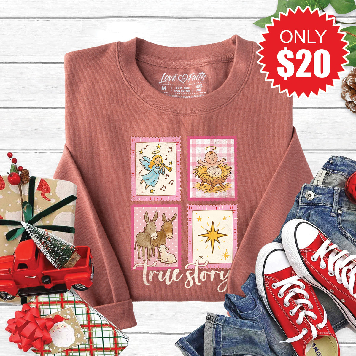 True Story Stamps Sweatshirt - Heather Chestnut - 20 product image 1