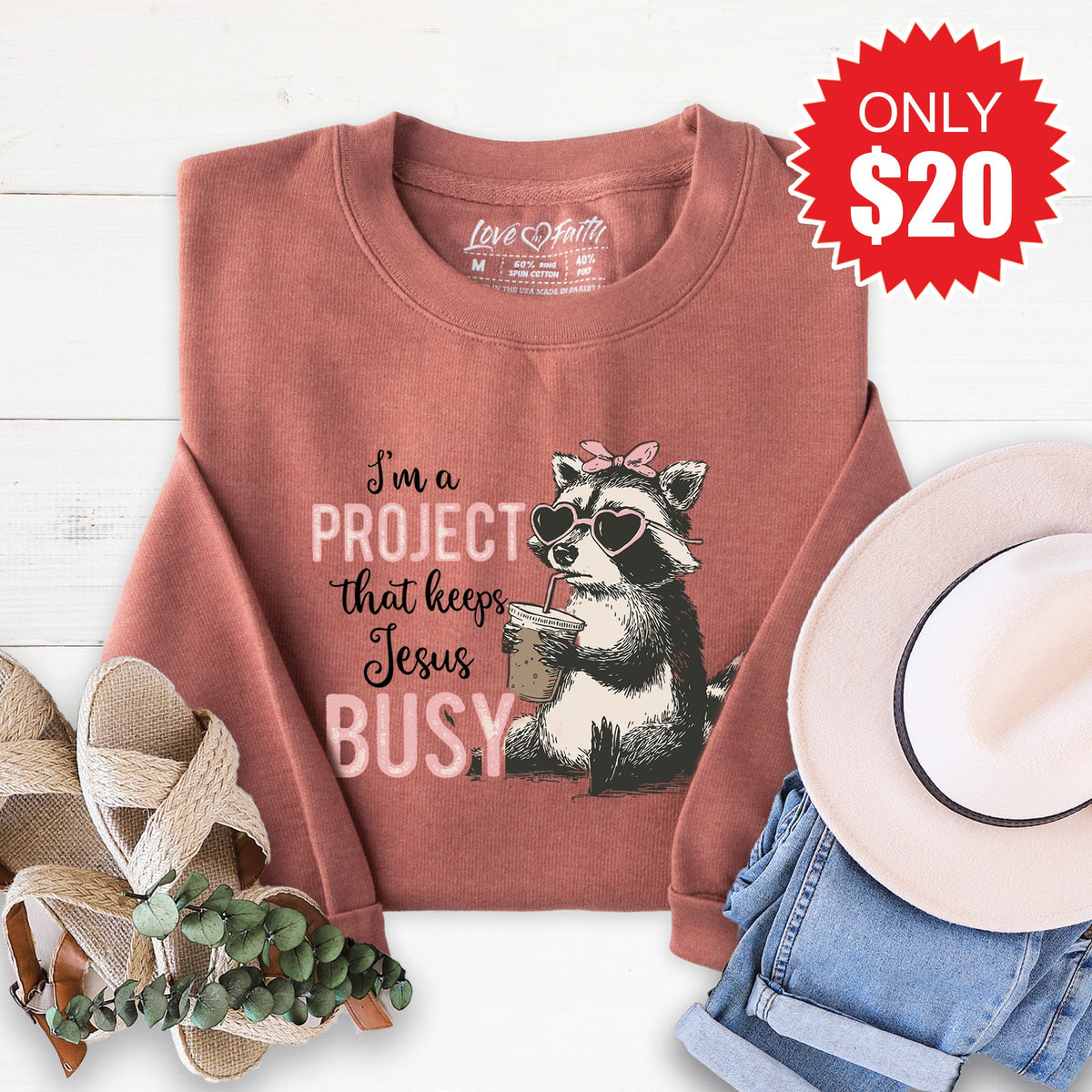 Keeps Jesus Busy Sweatshirt - Heather Chestnut - 20 product image 1