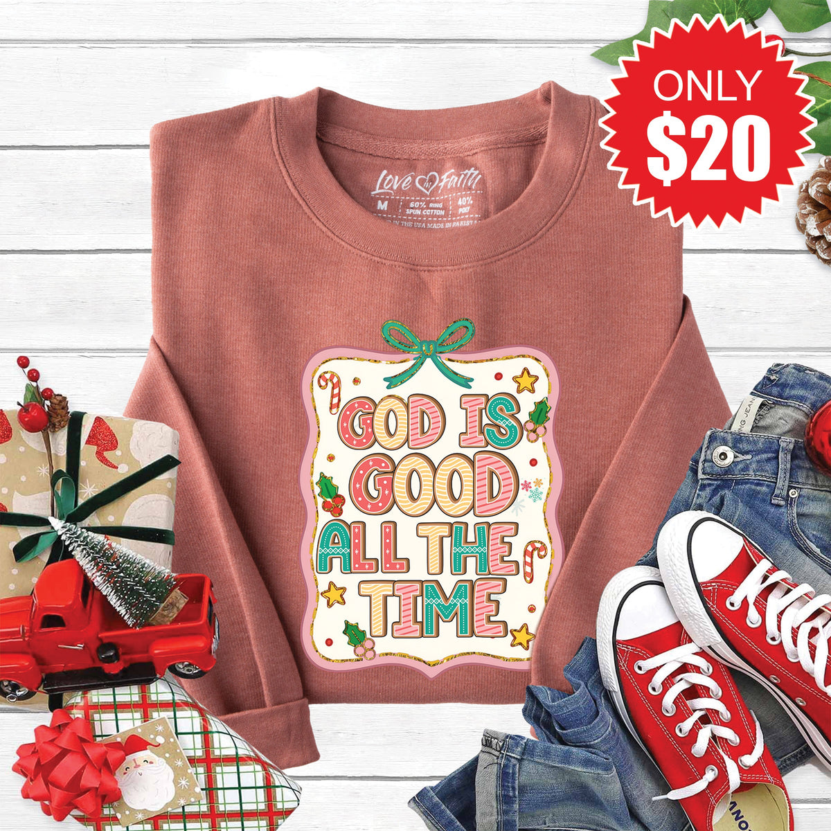 God Is Good Sweatshirt - Heather Chestnut - 20 product image 1