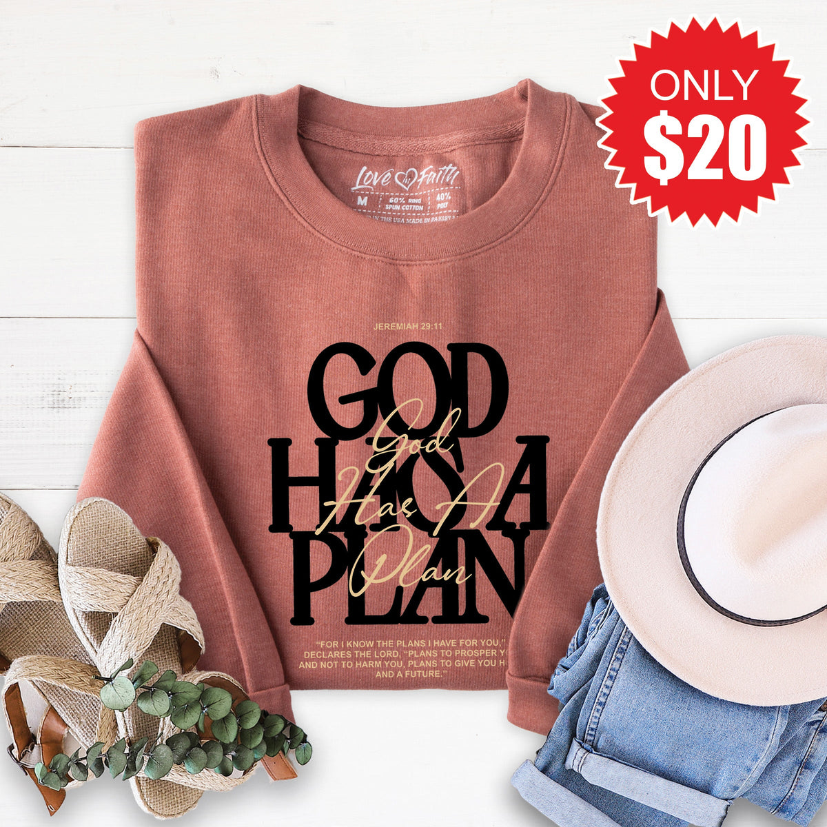 God Has A Plan Sweatshirt - Heather Chestnut - 20 product image 1