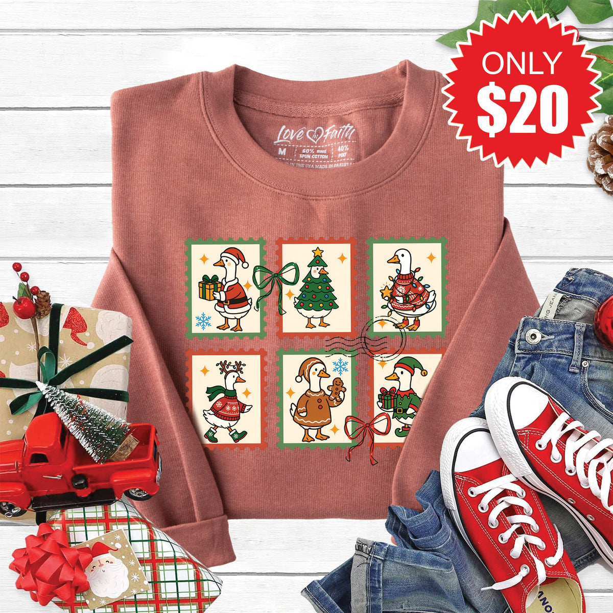 Geese Stamps Sweatshirt - Heather Chestnut - 20 product image 1