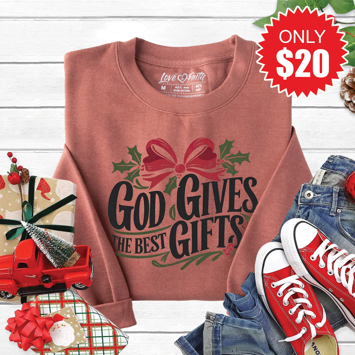 God Gives The Best Gifts Sweatshirt - Heather Chestnut - 20 product image 1