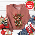Christmas Cow Sweatshirt - Heather Chestnut - 20 product image 1