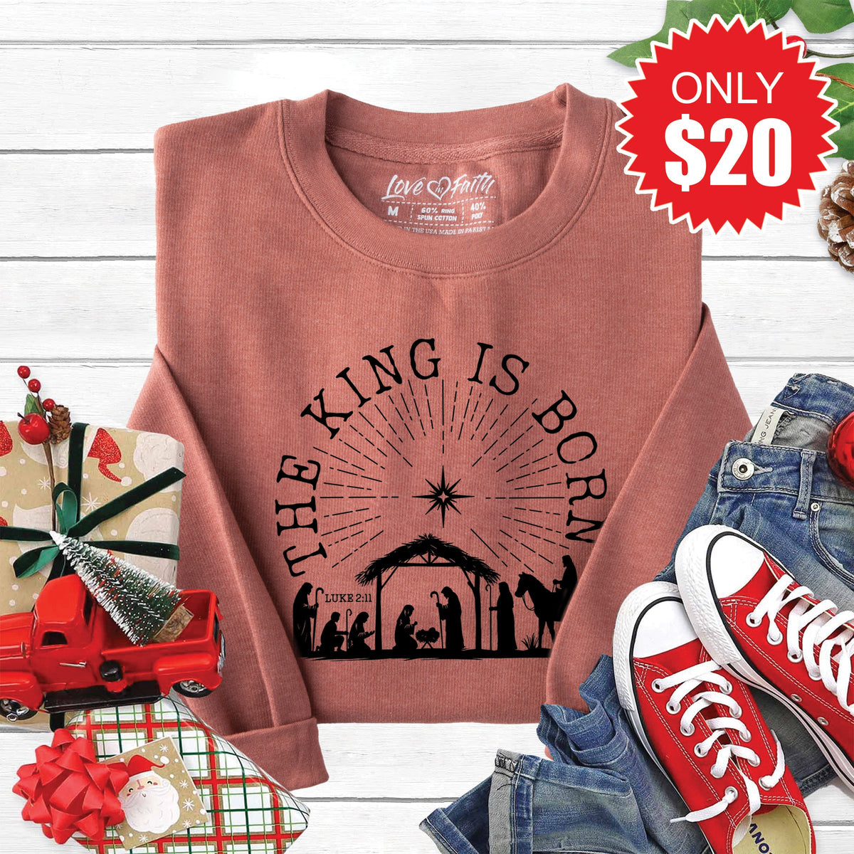The King Is Born Sweatshirt - Heather Chestnut - 20 product image 1