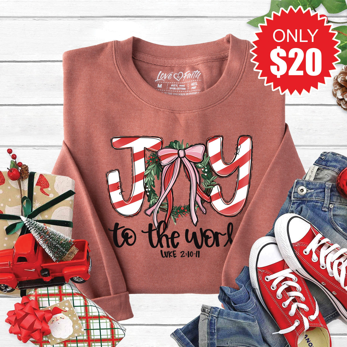 Joy To The World Sweatshirt - Heather Chestnut - 20 product image 1