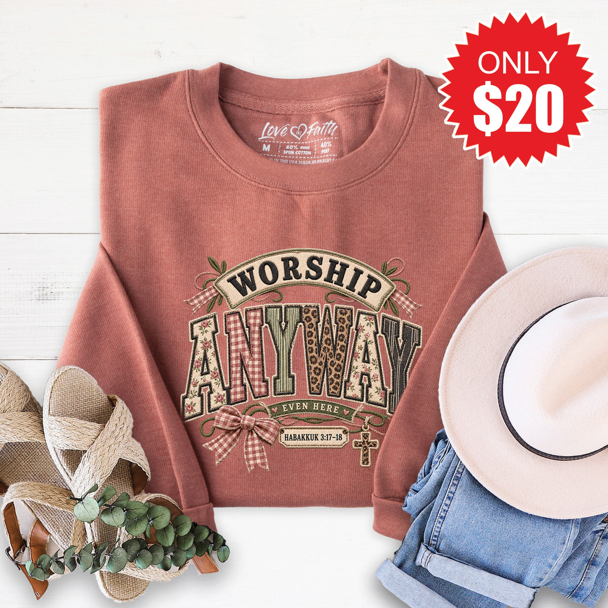 Worship Anyway Sweatshirt - Heather Chestnut - 20 product image 1