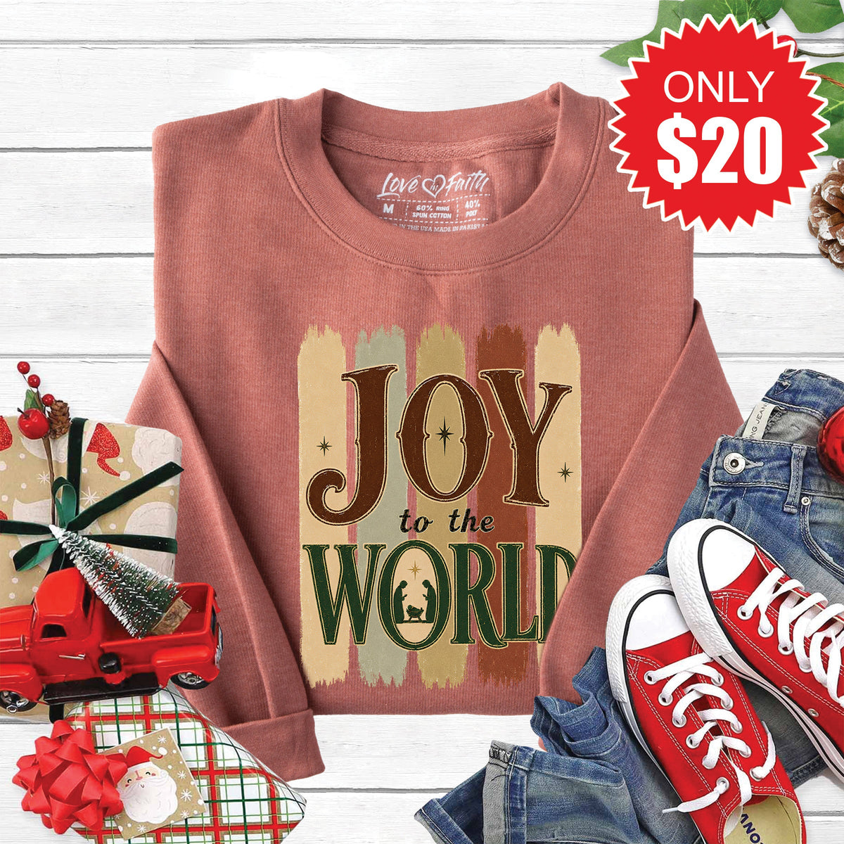 Joy To The World Sweatshirt - Heather Chestnut - 20 product image 1