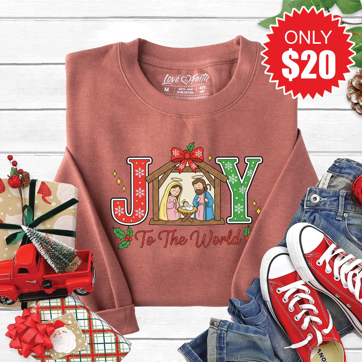 Joy To The World Sweatshirt - Heather Chestnut - 20 product image 1