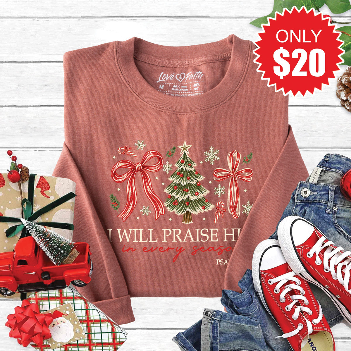 I Will Praise Him Sweatshirt - Heather Chestnut - 20 product image 1