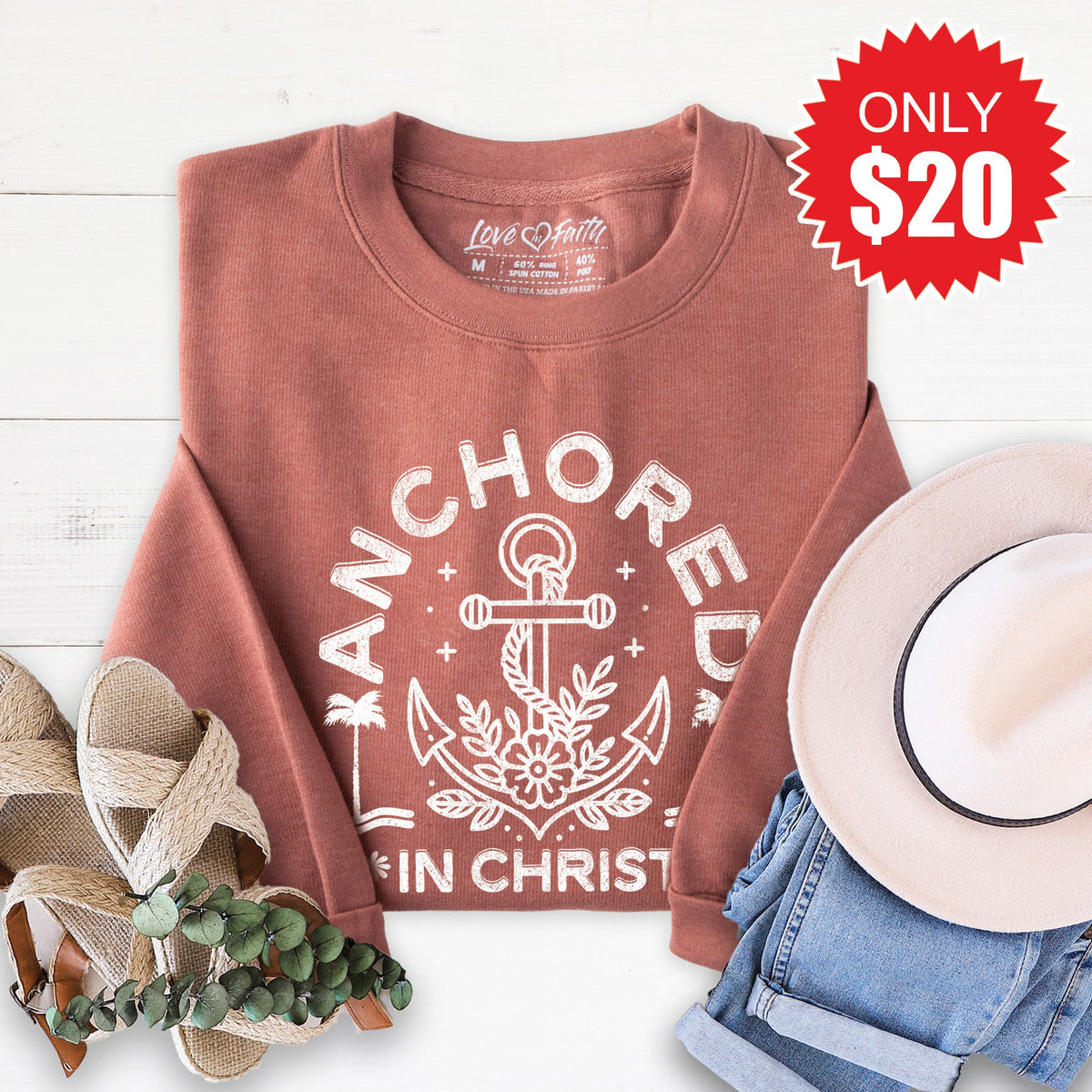 Anchored In Christ Sweatshirt - Heather Chestnut - 20 product image 1