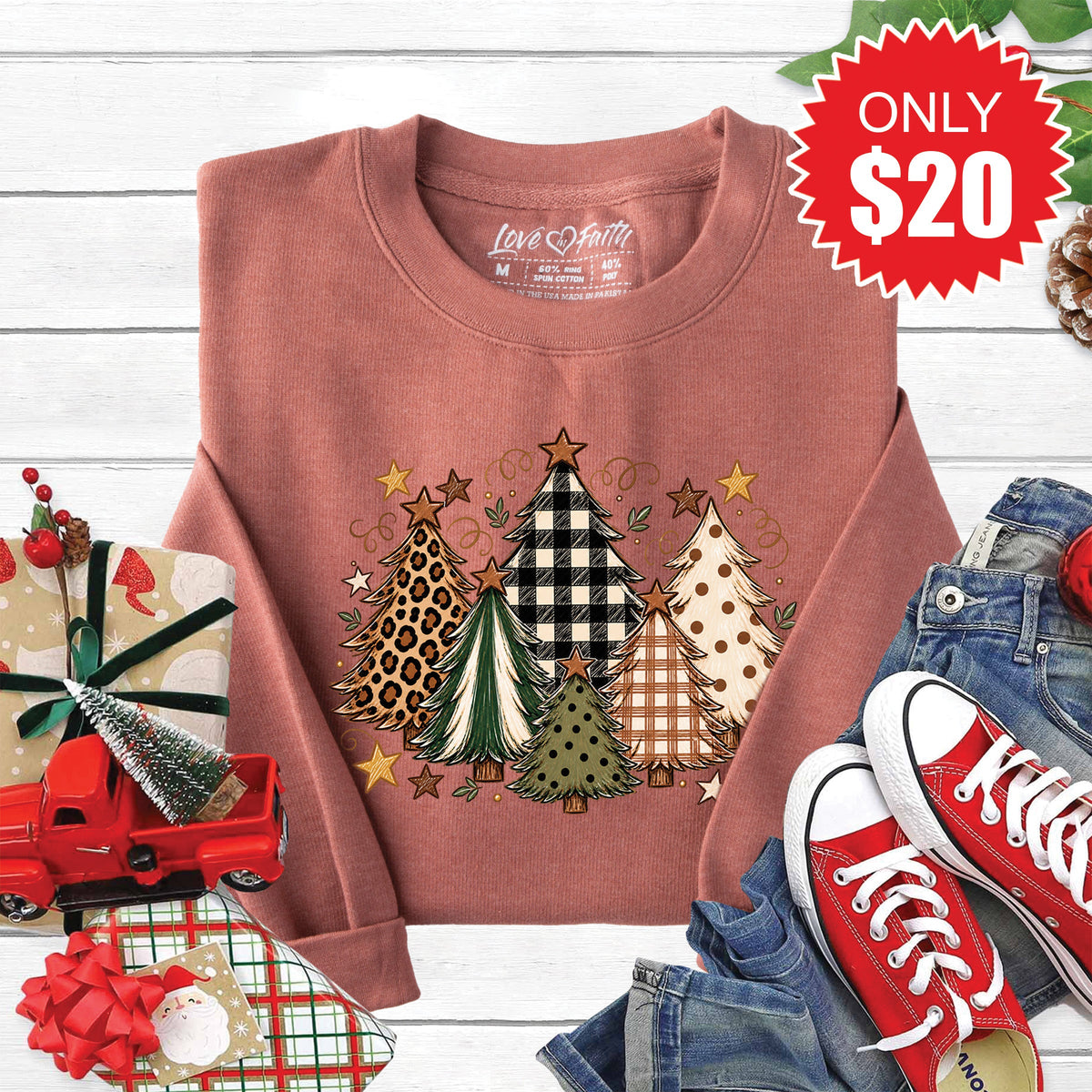 Christmas Trees Sweatshirt - Heather Chestnut - 20 product image 1