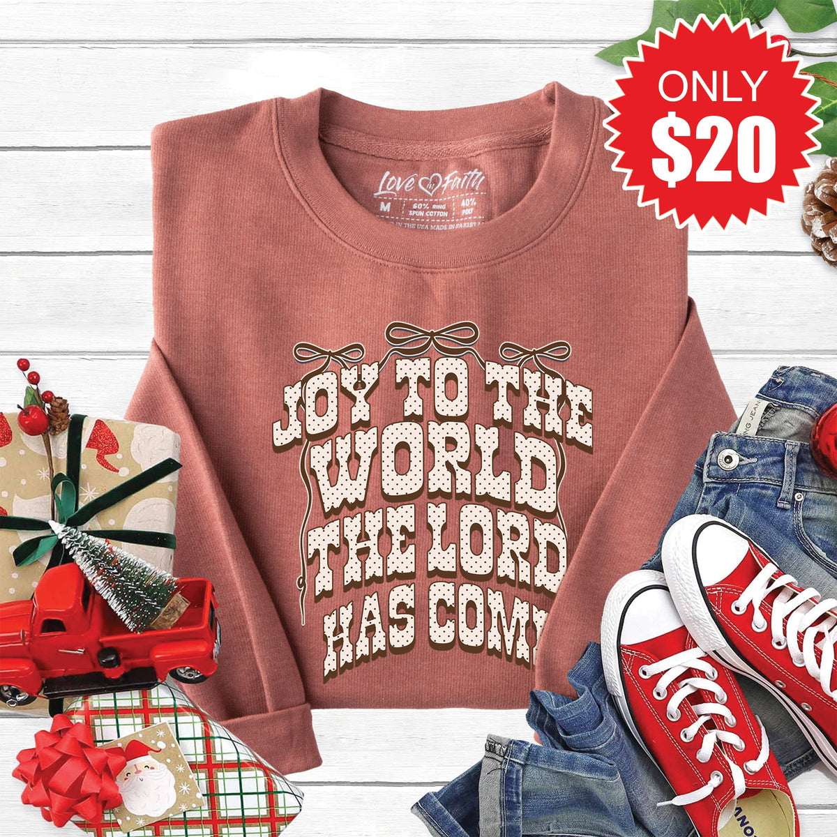 Joy To The World Sweatshirt - Heather Chestnut - 20 product image 1