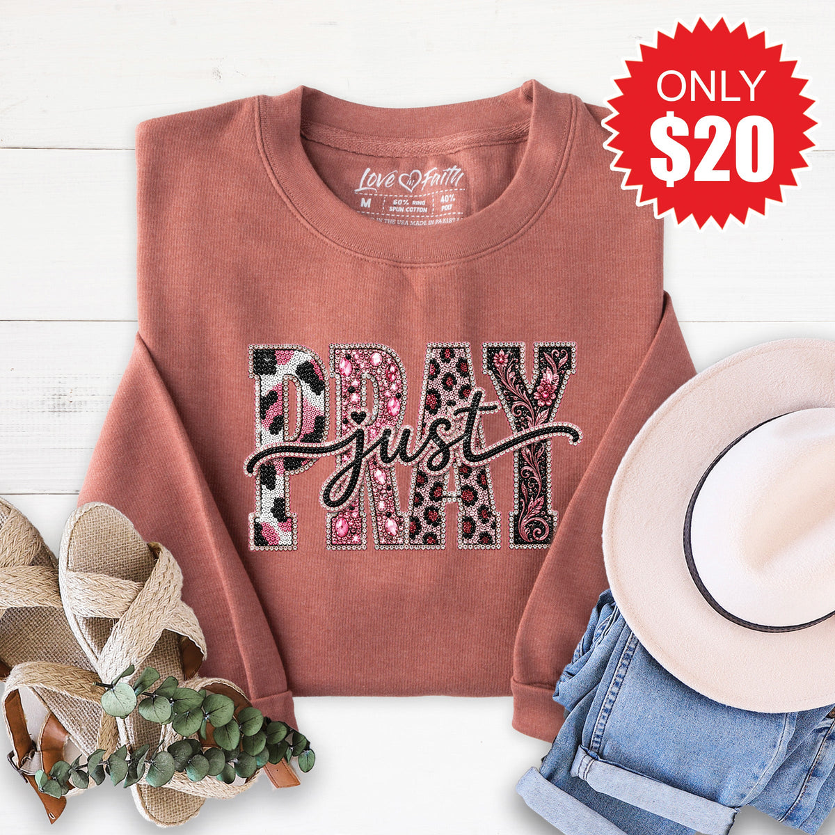Just Pray Sweatshirt - Heather Chestnut - 20 product image 1
