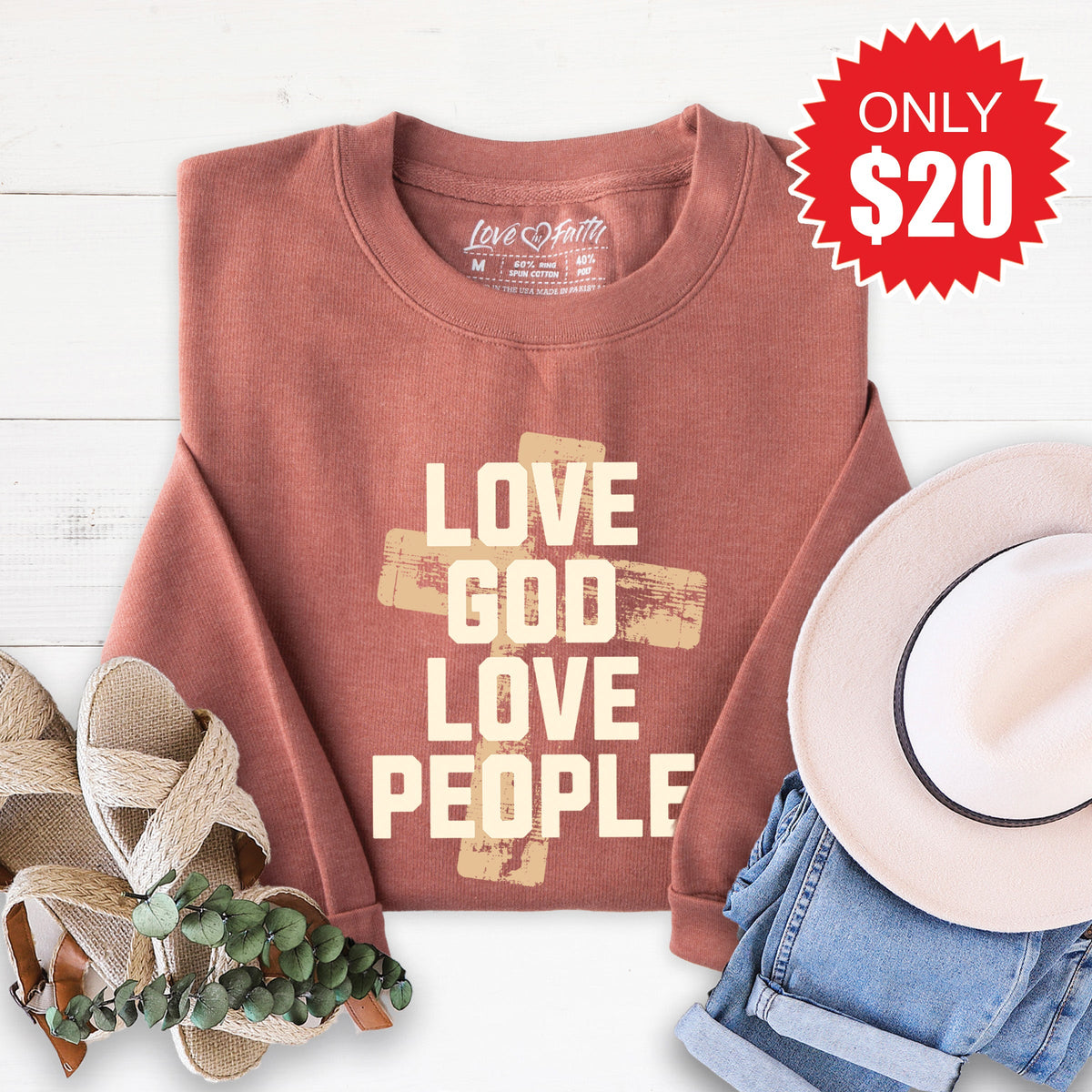 Love God Sweatshirt - Heather Chestnut - 20 product image 1