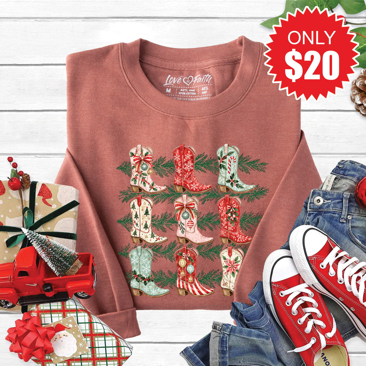 Christmas Boots Sweatshirt - Heather Chestnut - 20 product image 1