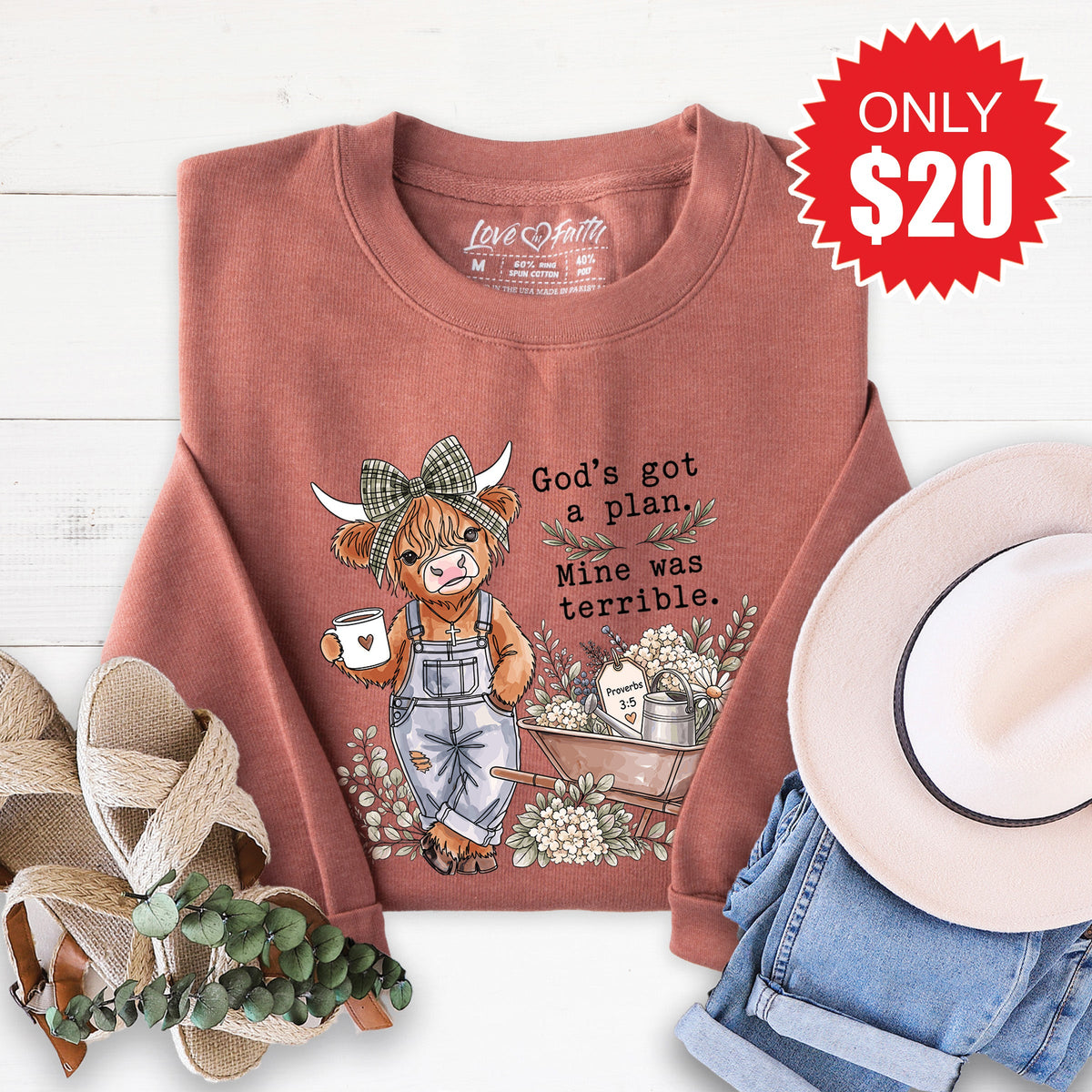 God's Got a Plan Christmas Highland Sweatshirt - Heather product image 1