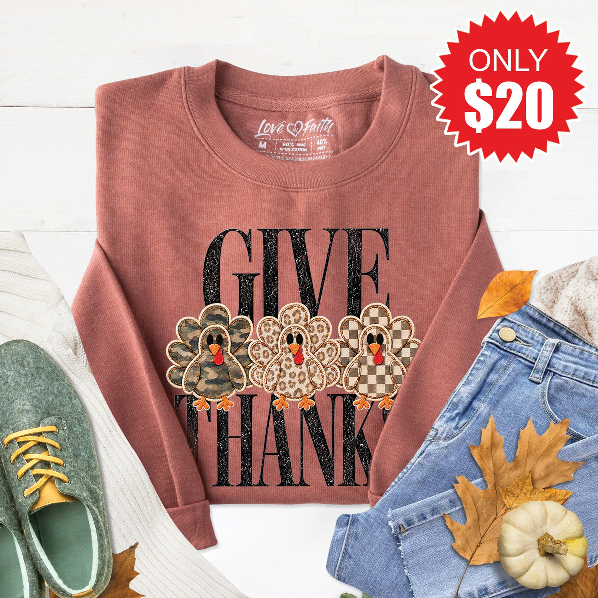 Give Thanks Sweatshirt - Heather Chestnut - 20 product image 1