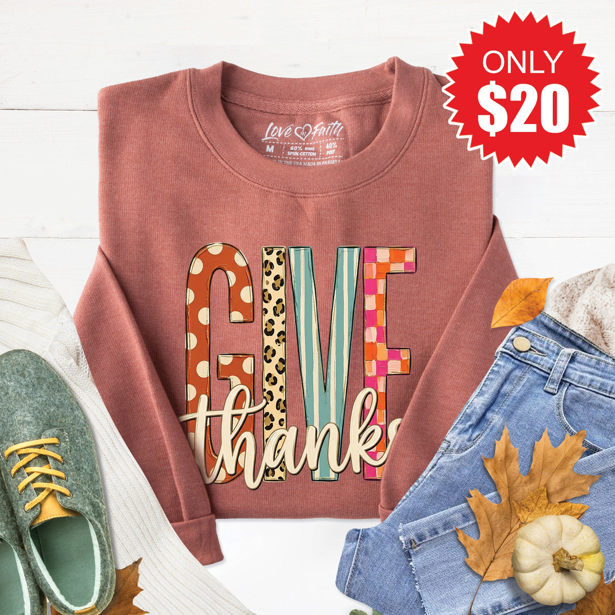 Give Thanks Sweatshirt - Heather Chestnut - 20 product image 1