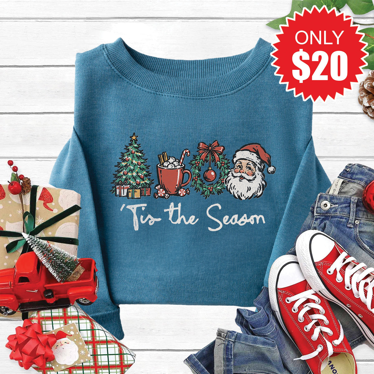 Tis The Season Sweatshirt - Heather Deep Teal - 20 product image 1