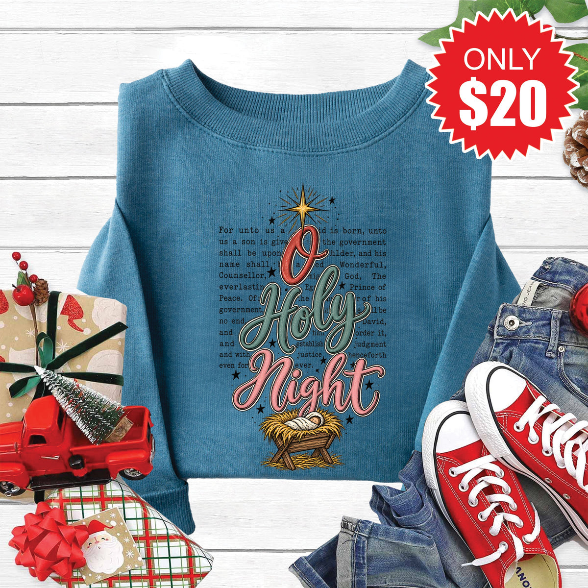 Holy Night Sweatshirt - Heather Deep Teal - 20 product image 1