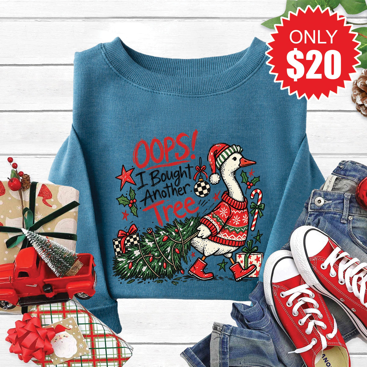 Oops Goose Sweatshirt - Heather Deep Teal - 20 product image 1