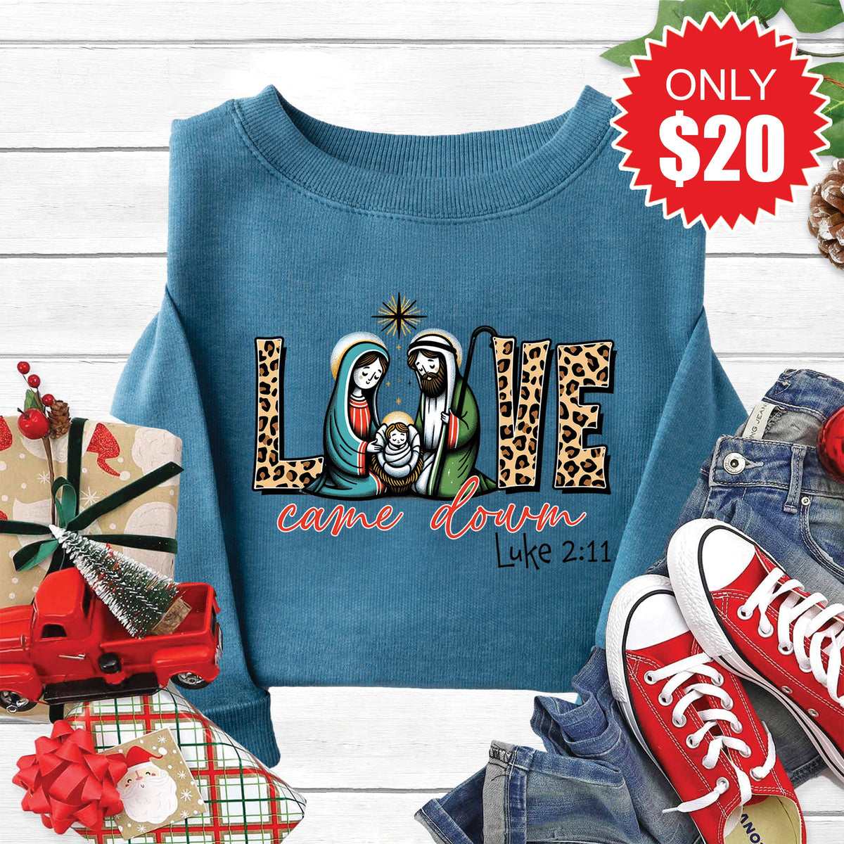 Love Came Down Sweatshirt - Heather Deep Teal - 20 product image 1