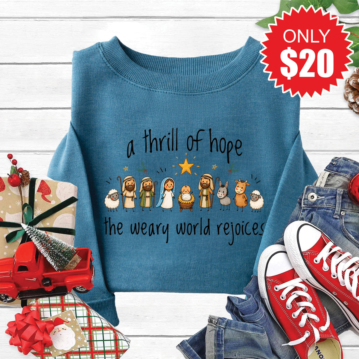 A Thrill Of Hope Sweatshirt - Heather Deep Teal - 20 product image 1