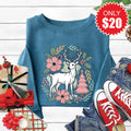 Reindeer Sweatshirt - Heather Deep Teal - 20 product image 1