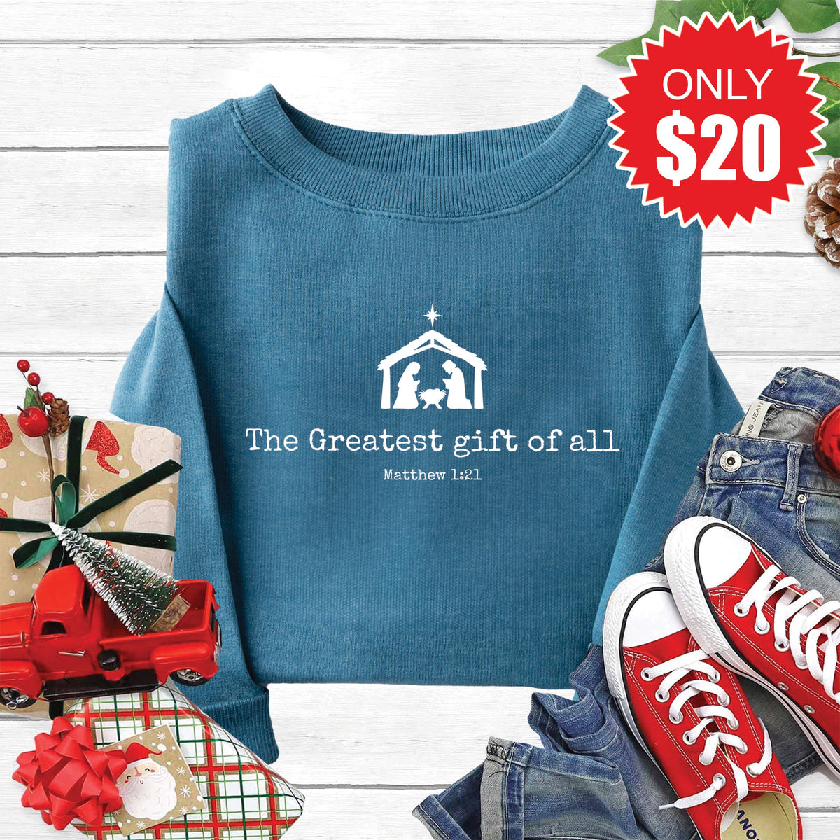 Greatest Gift Sweatshirt - Heather Deep Teal - 20 product image 1