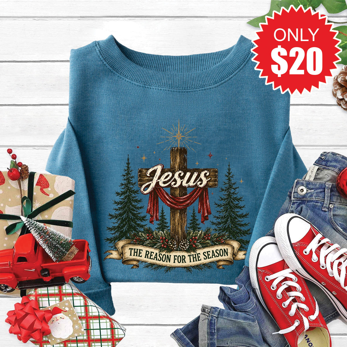 Reason For The Season Sweatshirt - Heather Deep Teal - 20 product image 1