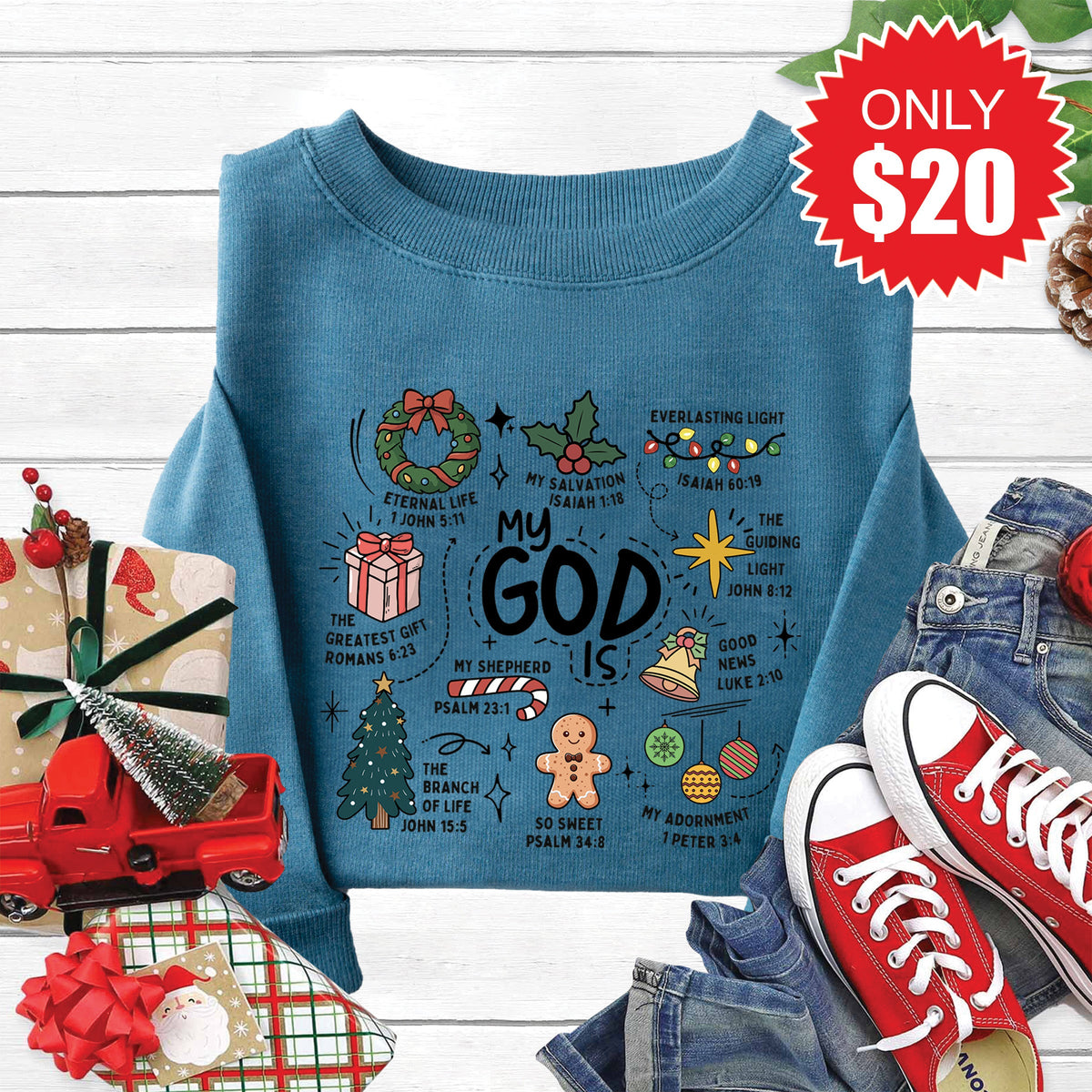 My God Is Sweatshirt - Heather Deep Teal - 20 product image 1