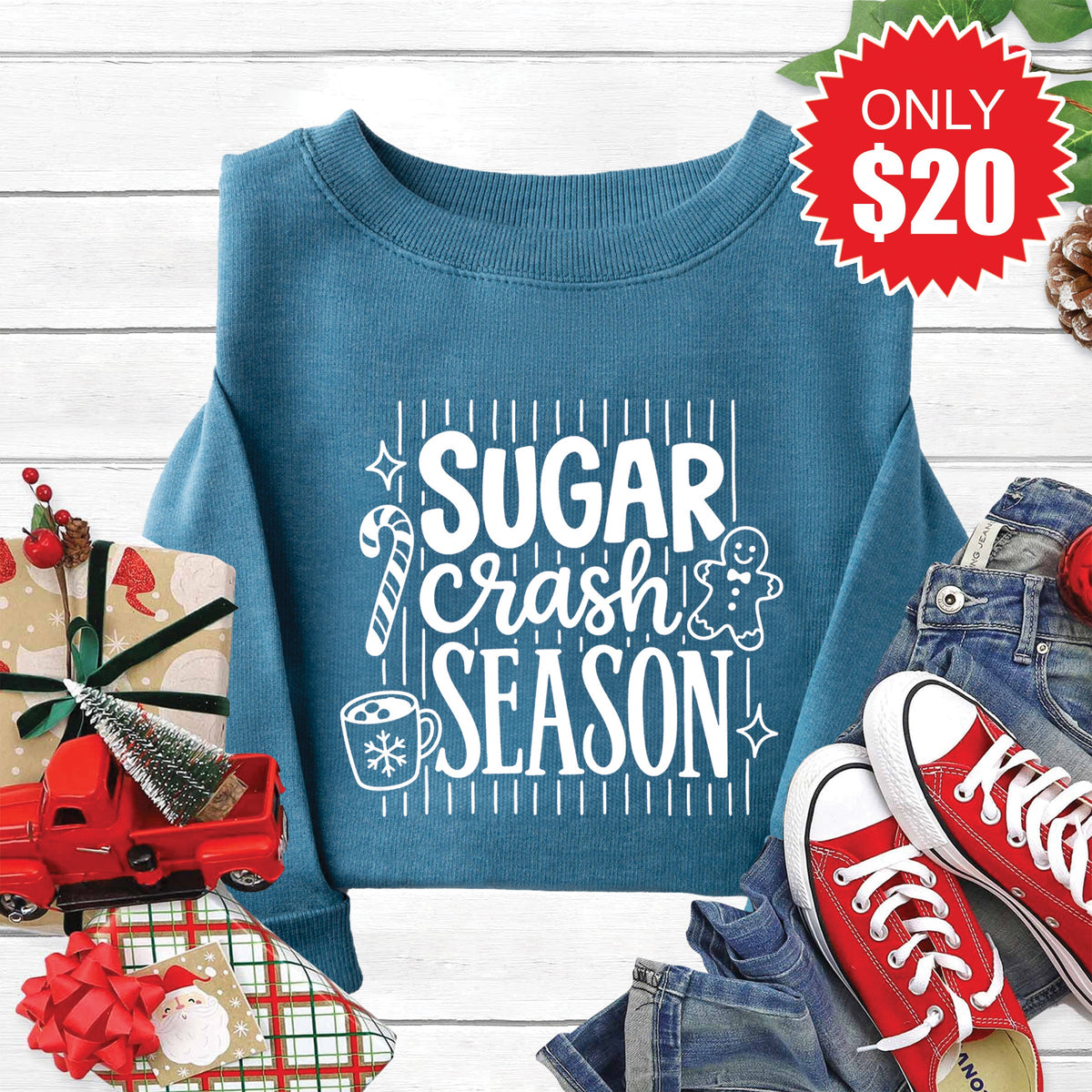 Sugar Crash Sweatshirt - Heather Deep Teal - 20 product image 1