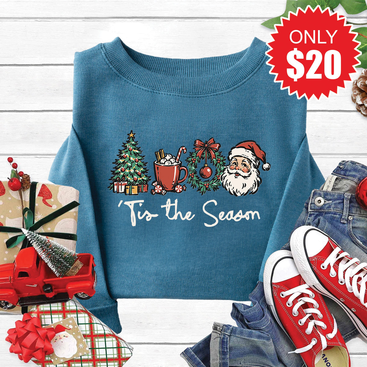 Tis The Season Sweatshirt - Heather Deep Teal - 20 product image 1