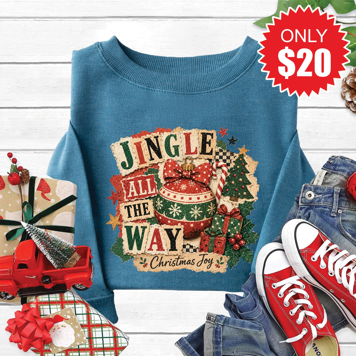Jingle All The Way Sweatshirt - Heather Deep Teal - 20 product image 1