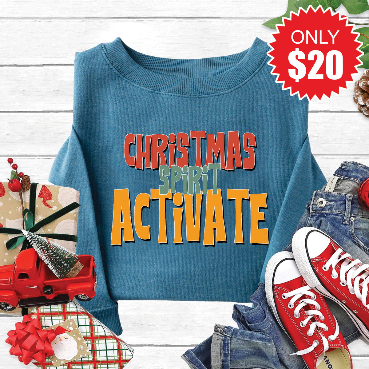 Christmas Spirit Activate Sweatshirt - Heather Deep Teal product image 1