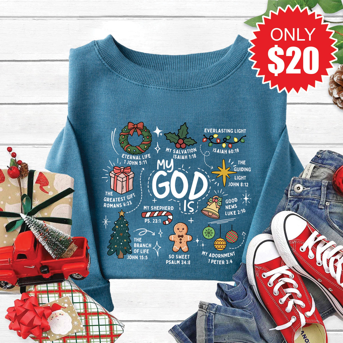 My God Is Sweatshirt - Heather Deep Teal - 20 product image 1