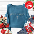 Jesus Is King Sweatshirt - Heather Deep Teal - 20 product image 1