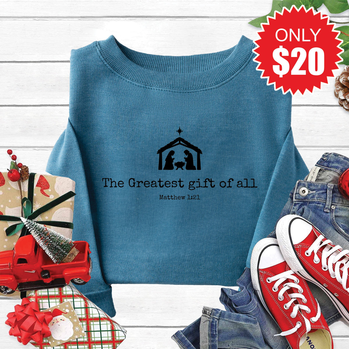 Greatest Gift Sweatshirt - Heather Deep Teal - 20 product image 1